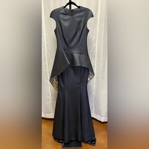 John Paul Ataker Gold Gown Sequin Peplum in navy NWOT | size 6